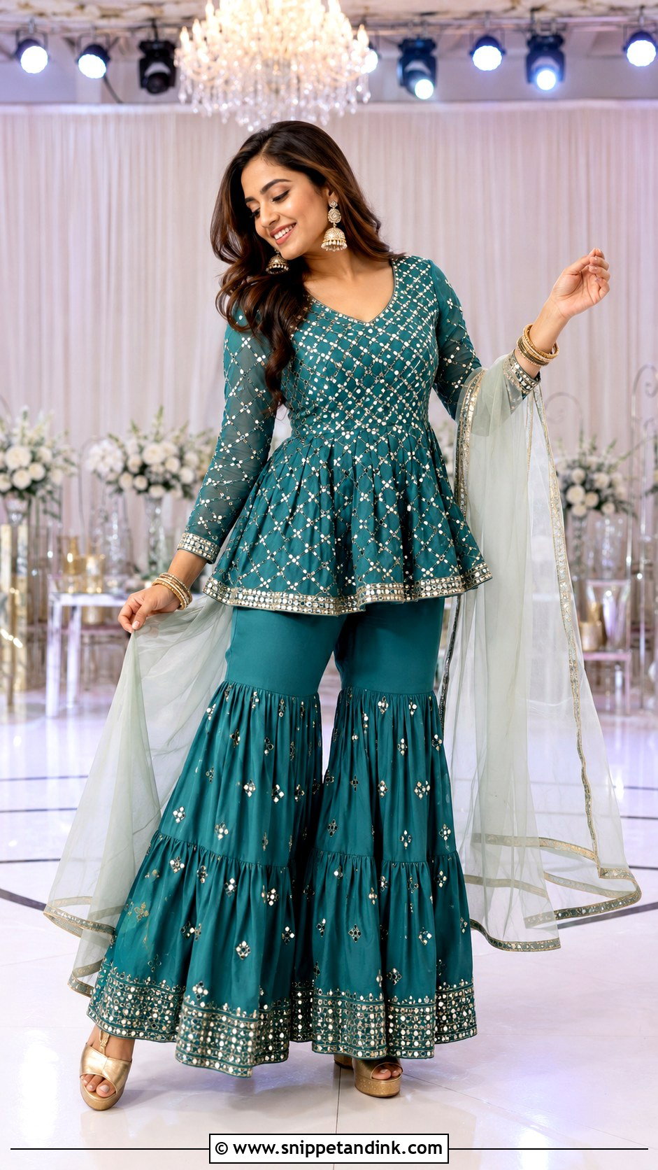 Sangeet Peplum Sharara Dress - Snippet and Ink - 25 Sangeet Dresses