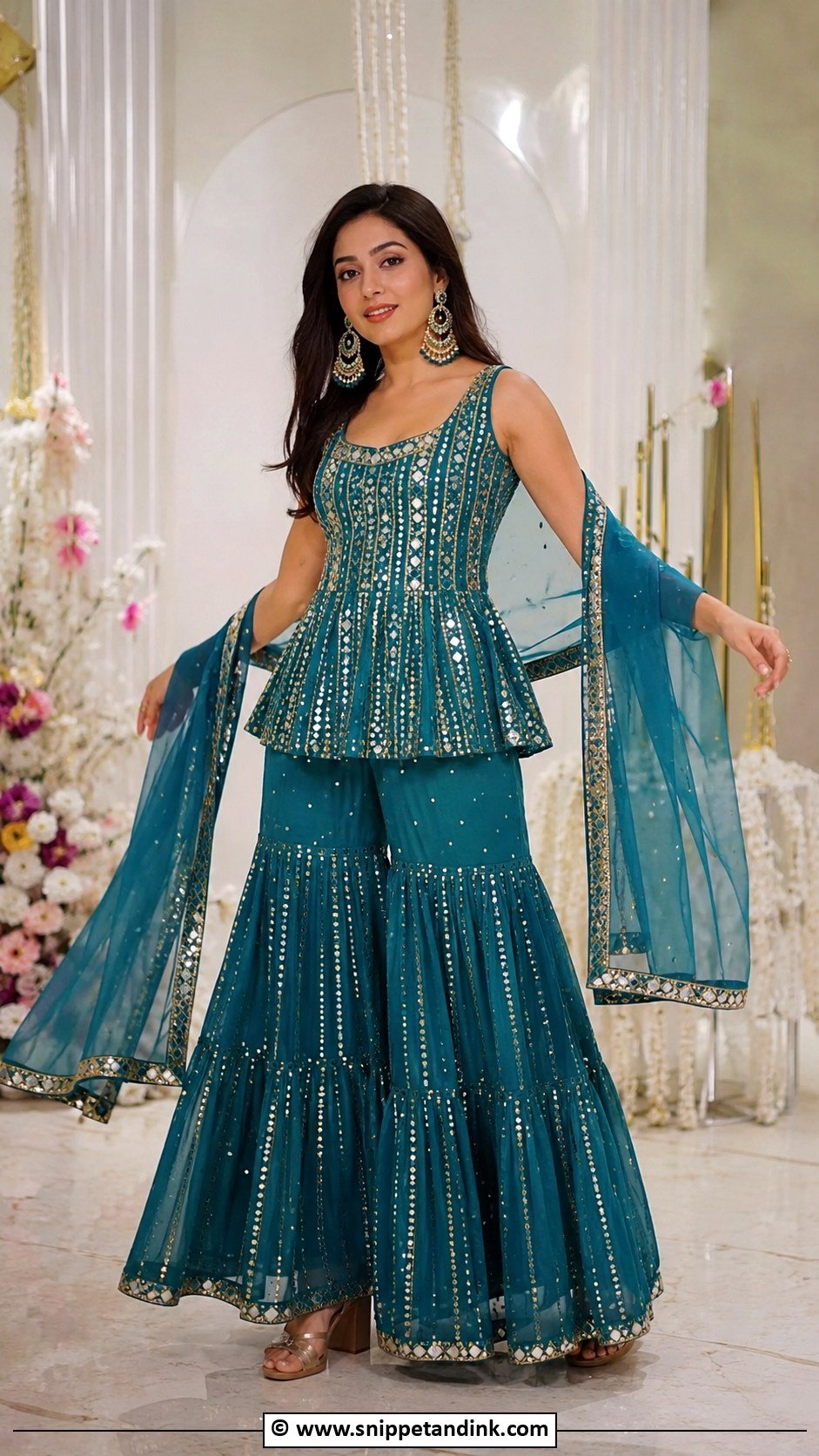 Sangeet Peplum Sharara Outfit - Snippet and Ink - 30 Sangeet Outfit Sisters Ideas