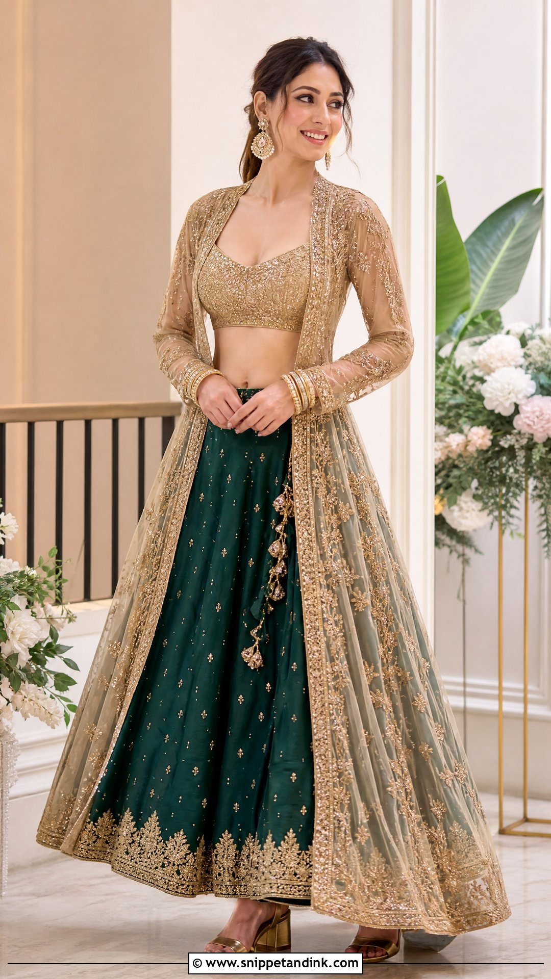 Sangeet Skirt With Crop Top And Jacket - Snippet and Ink - 20 Sangeet Outfit Ideas for Bride