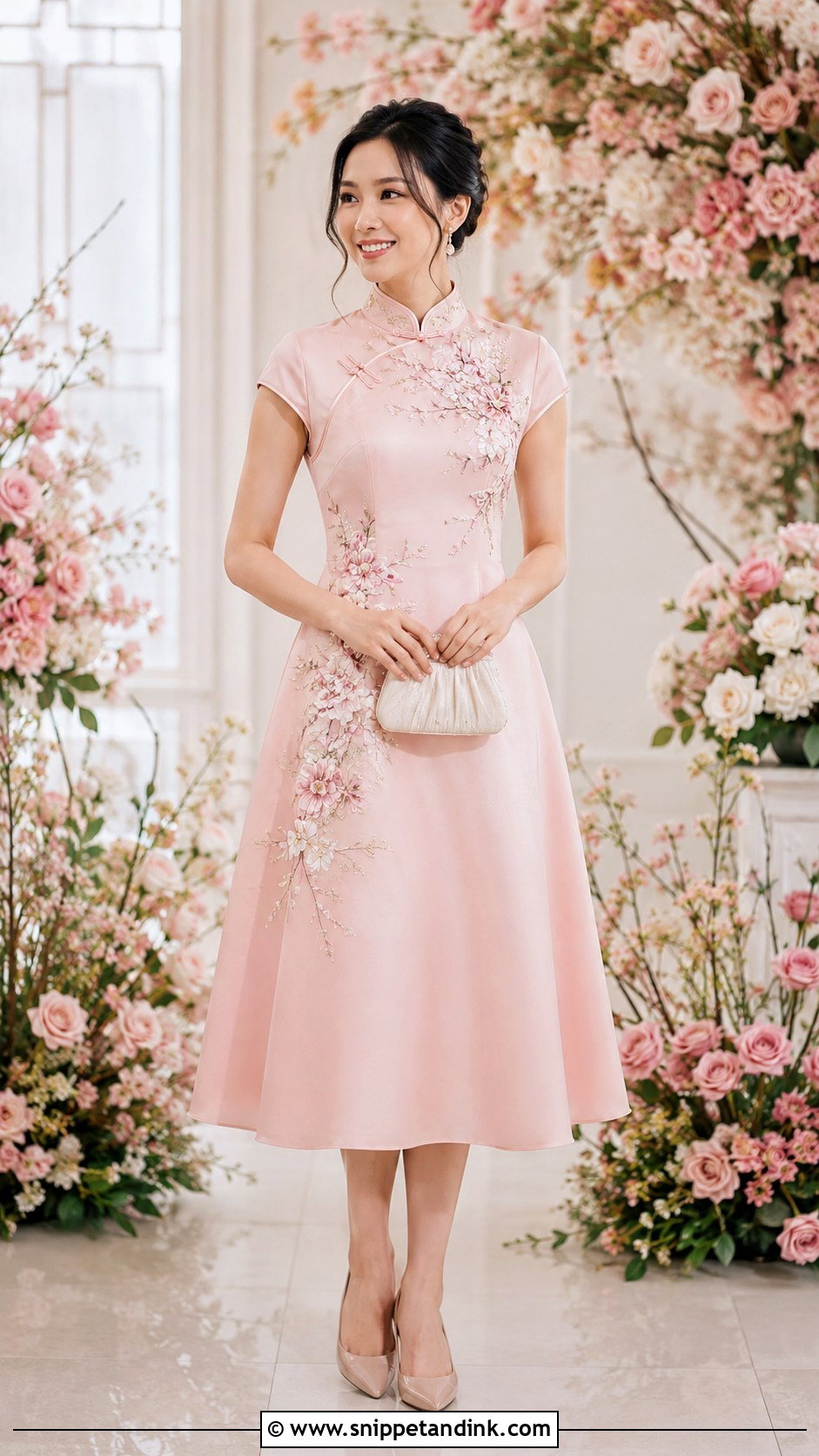 Sangjit A Line Qipao Dress - Snippet and Ink - 30 Sangjit Dress Ideas
