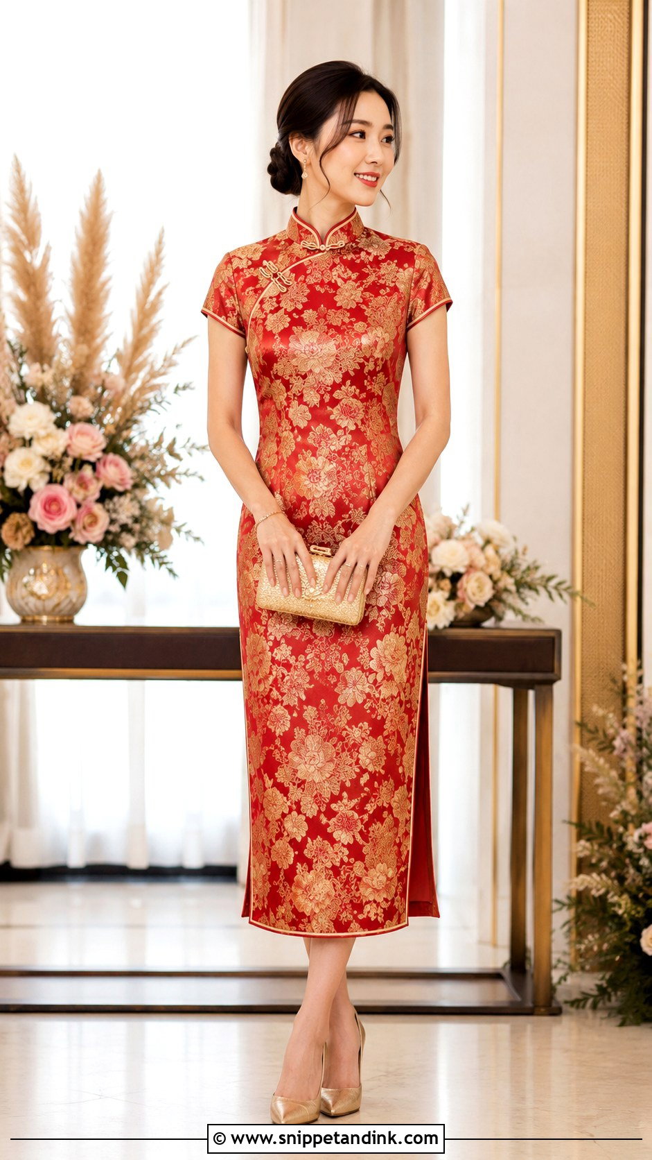 Sangjit Brocade Cheongsam Dress - Snippet and Ink - 30 Sangjit Dress Ideas
