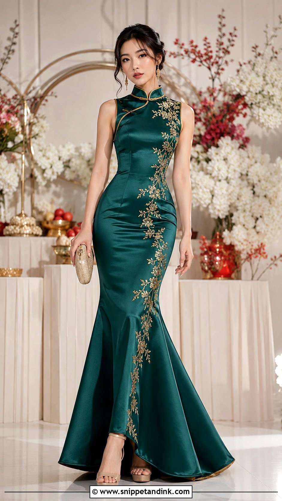 Sangjit Mermaid Cheongsam Dress - Snippet and Ink - 30 Sangjit Dress Ideas