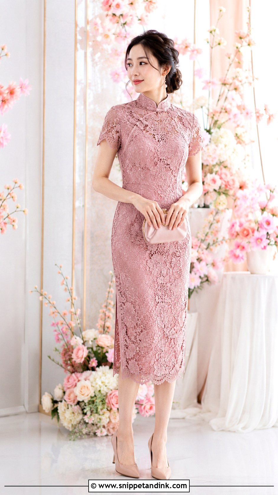 Sangjit Pink Qipao Dress - Snippet and Ink - 30 Sangjit Dress Ideas