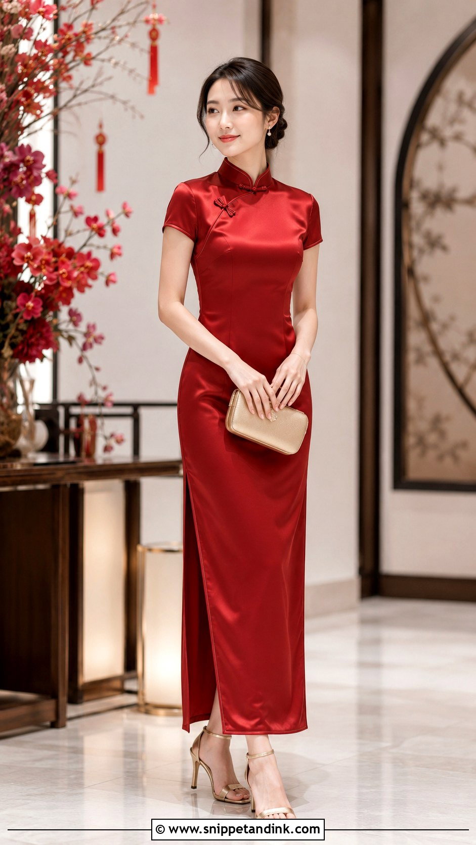 Sangjit Satin Qipao Dress - Snippet and Ink - 30 Sangjit Dress Ideas