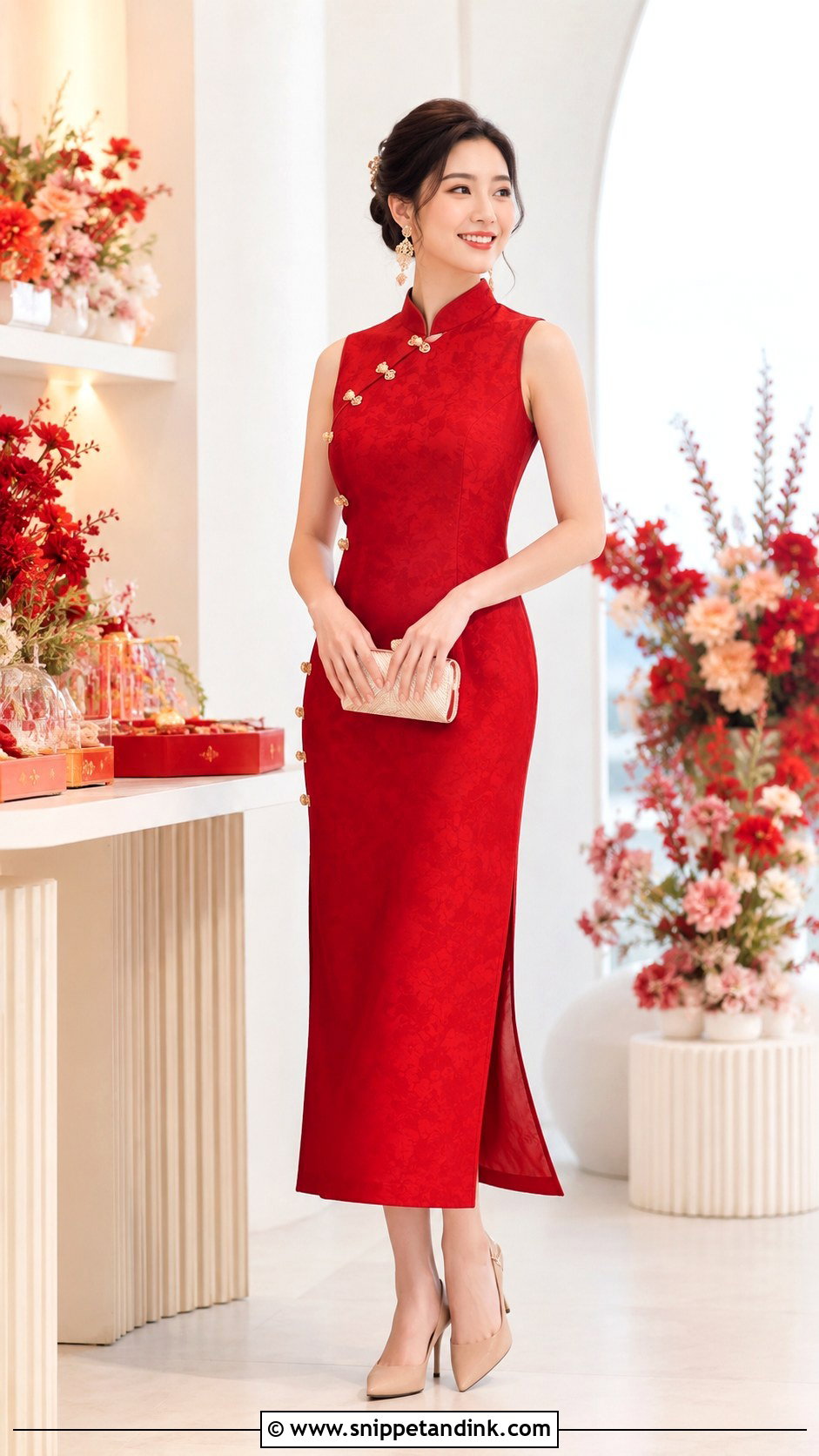 Sangjit Sleeveless Cheongsam Dress - Snippet and Ink - 30 Sangjit Dress Ideas