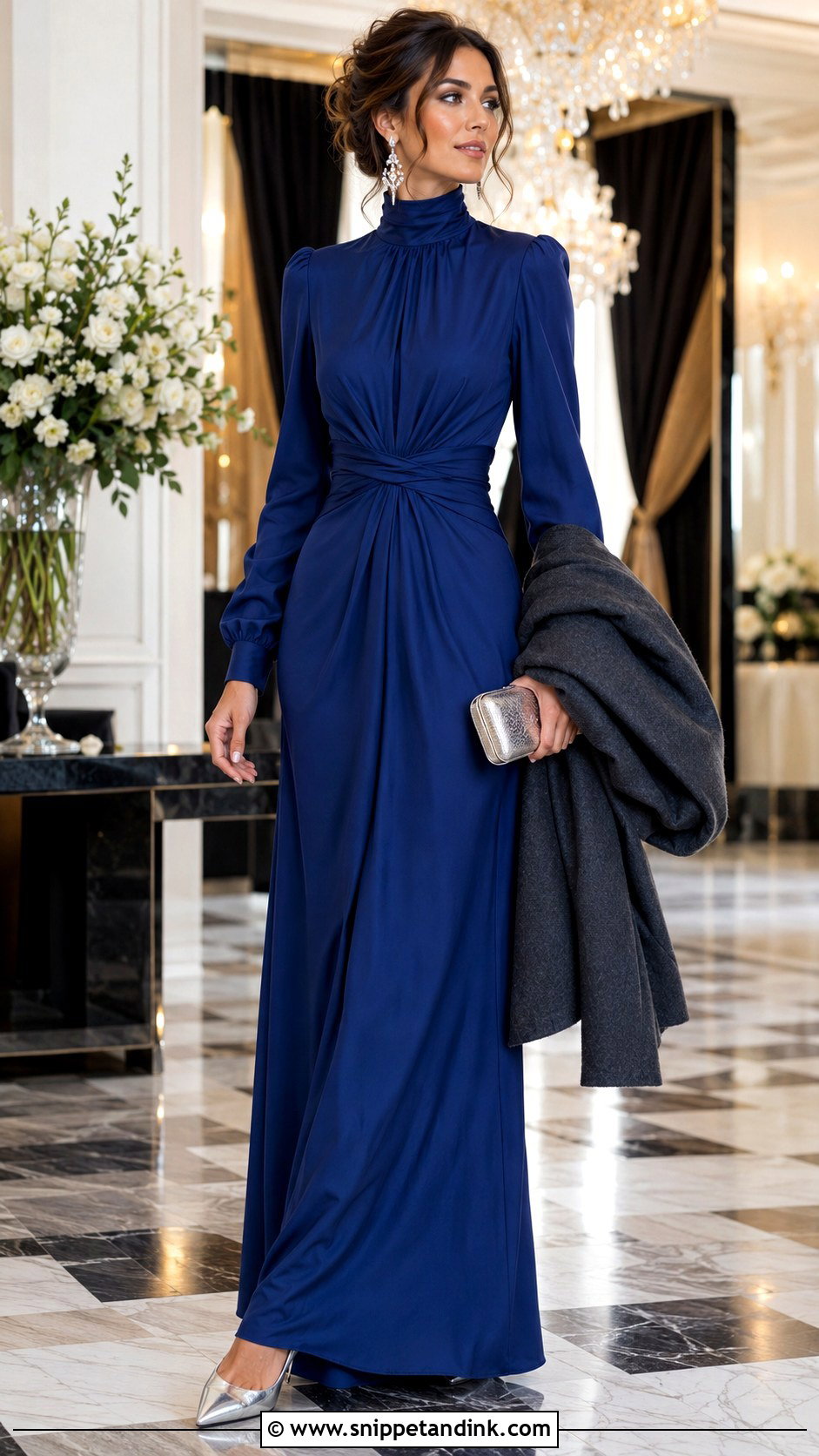 Sapphire Blue Fall Wedding Dress With Crystal Earrings - Snippet and Ink - 20 Fall Wedding Dresses