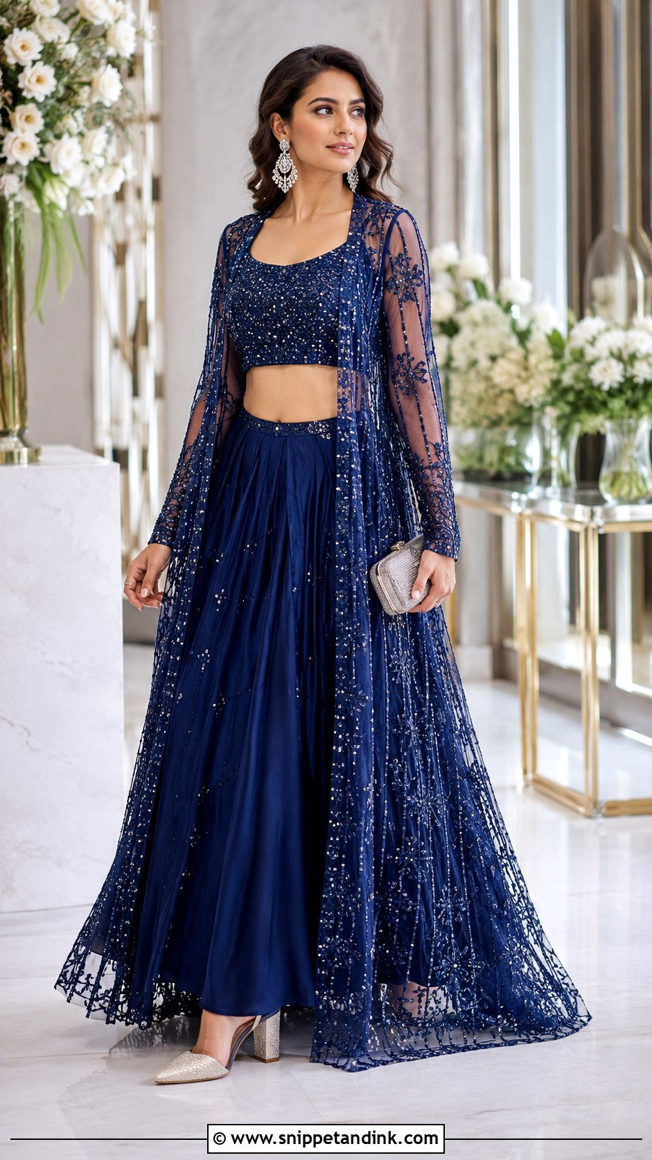 Sapphire Blue Jacket Lehenga For Indian Wedding - Snippet and Ink - 20 Blue Indian Wedding Dress Ideas