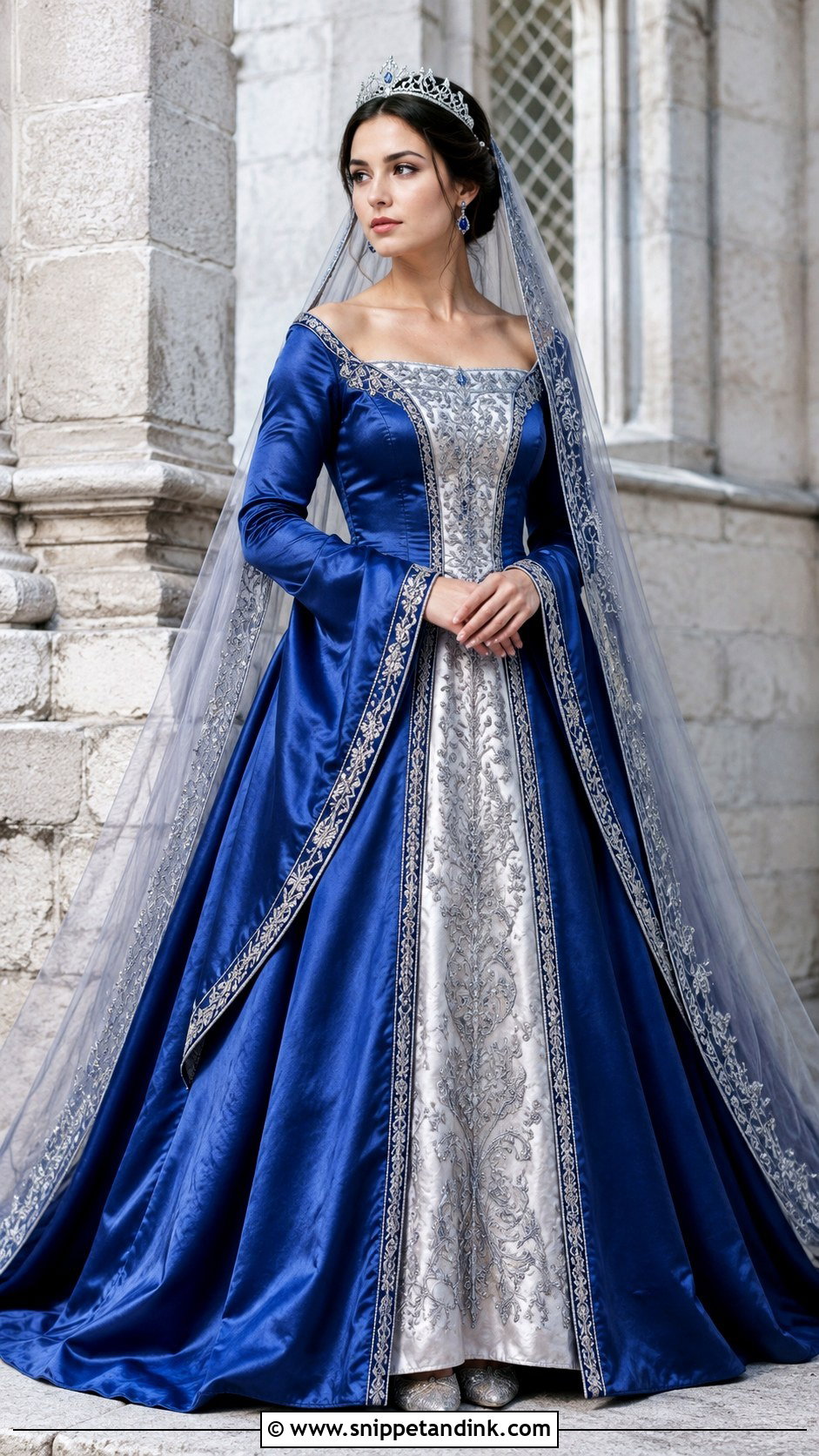 Sapphire Blue Medieval Queen Wedding Dress - Snippet and Ink - 20 Medieval Queen Wedding Dress Ideas