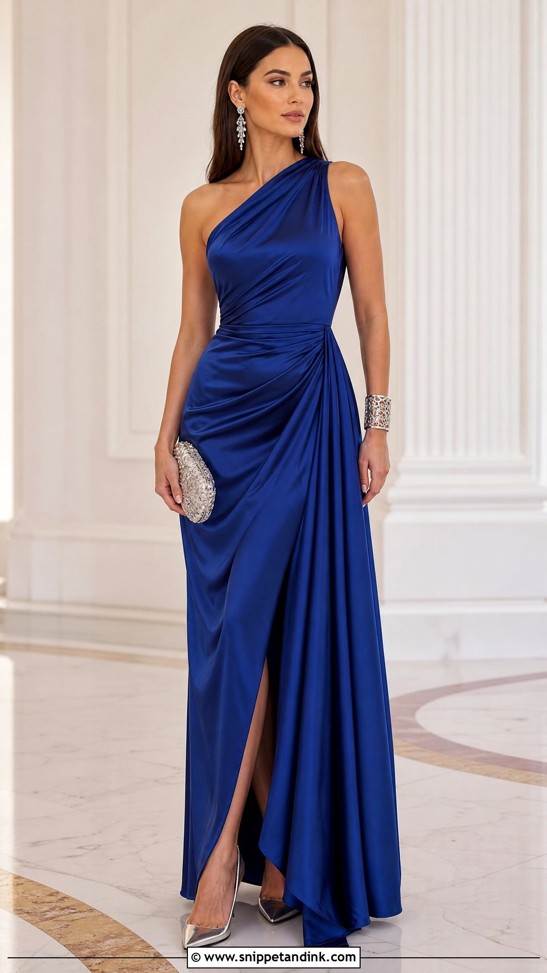 Sapphire One Shoulder White Tie Gown Outfit - Snippet and Ink - 20 White Tie Attire Ideas