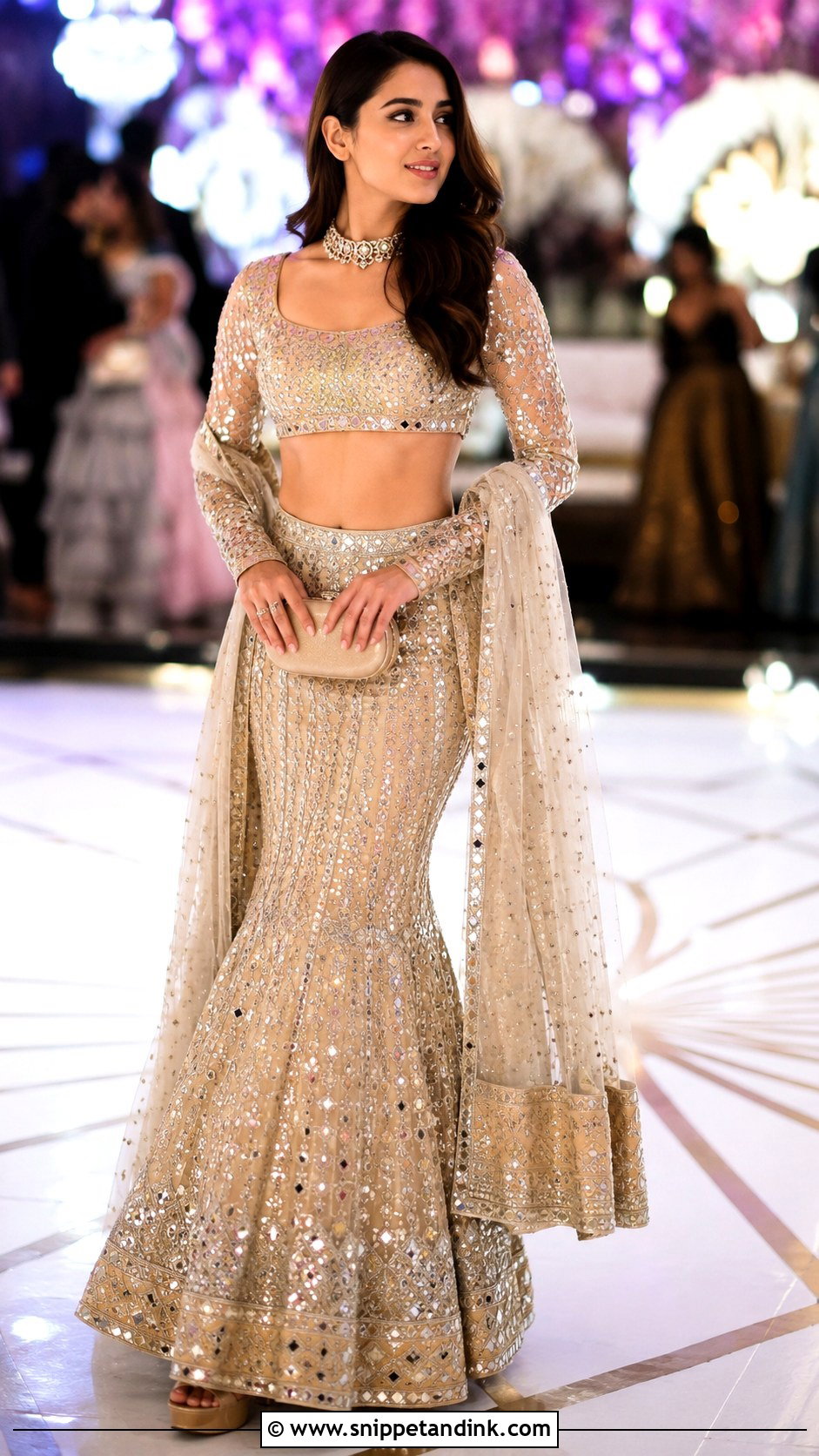 Sara Ali Khan Beige Gold Sangeet Lehenga - Snippet and Ink - 20 Anant Ambani Wedding Outfits