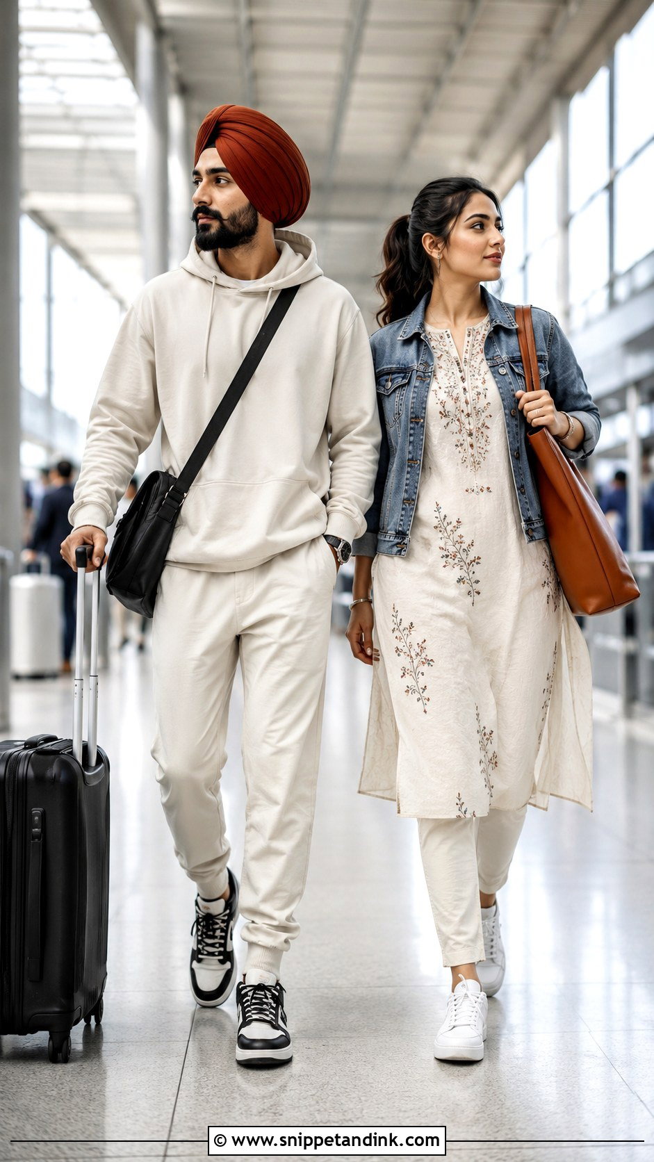 Sardar Sardarni Airport Outfit - Snippet and Ink - 30 Sardar Sardarni Couple Ideas