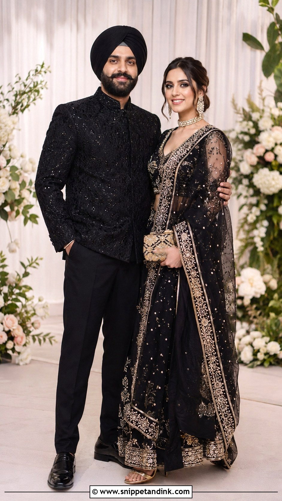 Sardar Sardarni Black Outfit - Snippet and Ink - 30 Sardar Sardarni Couple Ideas