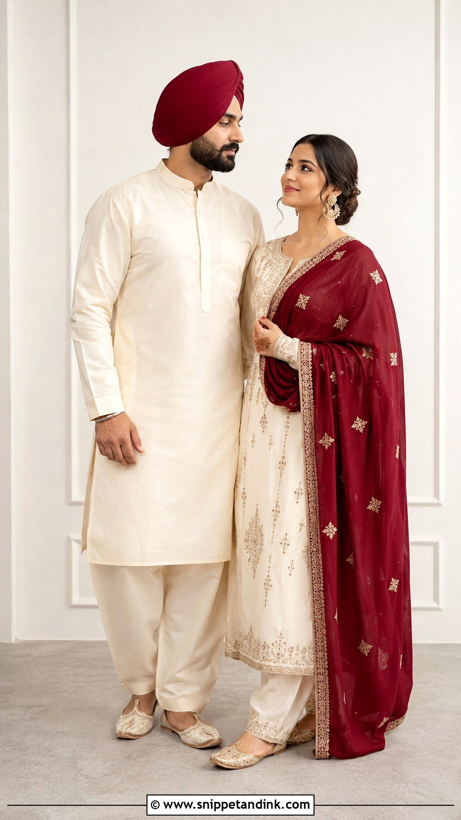Sardar Sardarni Matching Turban Dupatta - Snippet and Ink - 30 Sardar Sardarni Couple Ideas