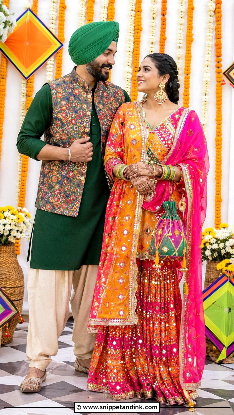 Sardar Sardarni Mehndi Outfit - Snippet and Ink - 30 Sardar Sardarni Couple Ideas