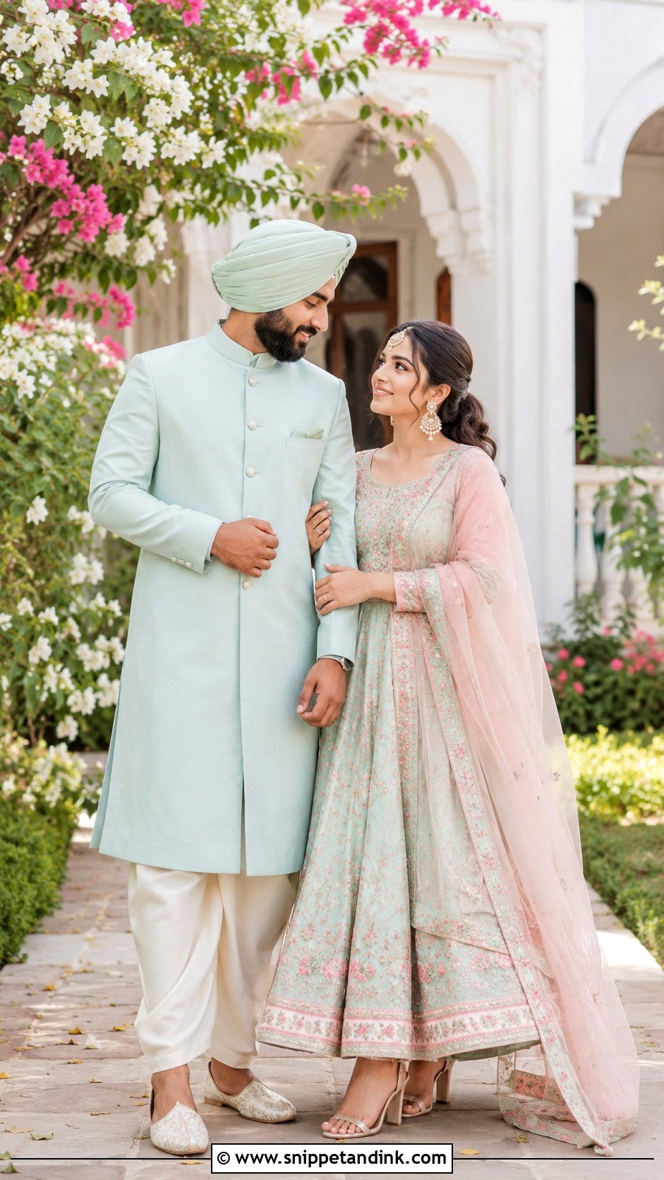 Sardar Sardarni Pastel Outfit - Snippet and Ink - 30 Sardar Sardarni Couple Ideas