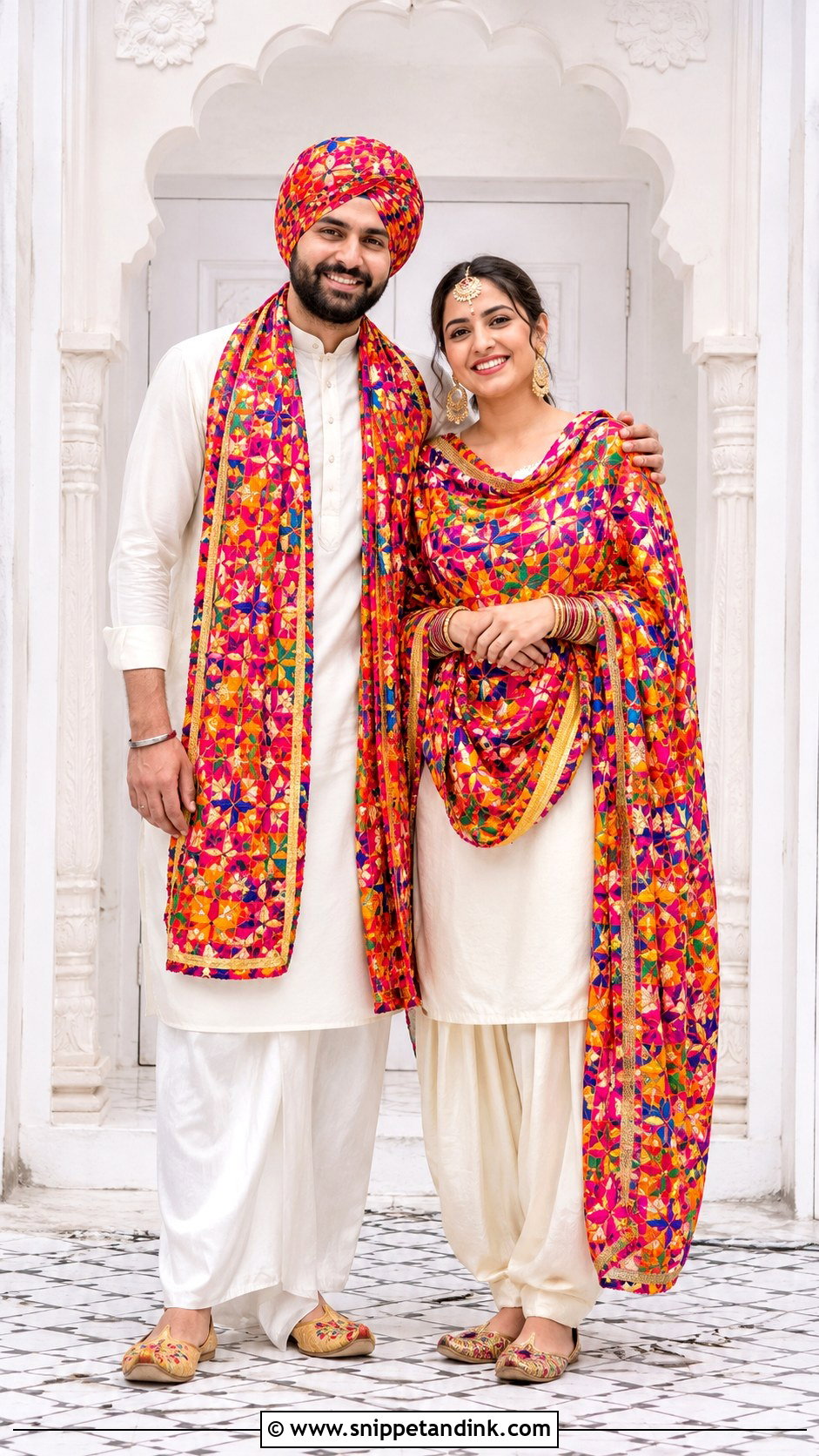 Sardar Sardarni Phulkari Outfit - Snippet and Ink - 30 Sardar Sardarni Couple Ideas