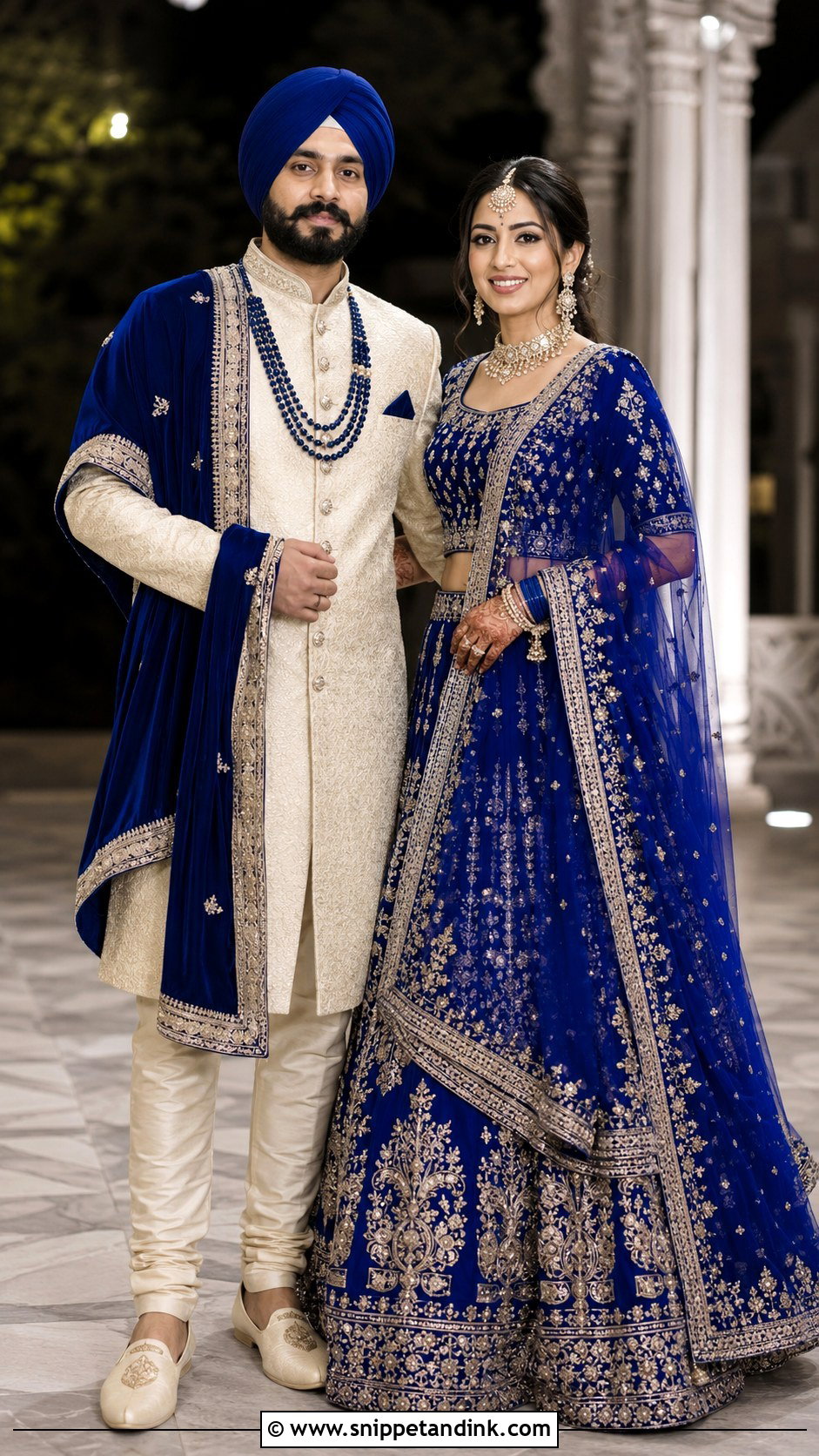 Sardar Sardarni Royal Blue Outfit - Snippet and Ink - 30 Sardar Sardarni Couple Ideas