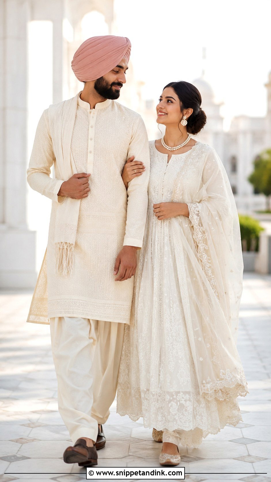 Sardar Sardarni White Outfit - Snippet and Ink - 30 Sardar Sardarni Couple Ideas