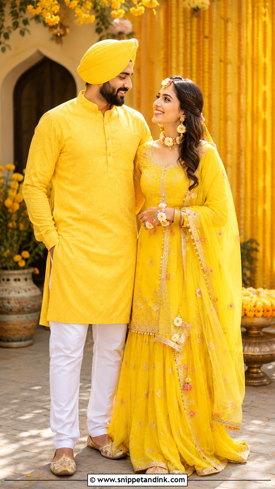 Sardar Sardarni Yellow Outfit - Snippet and Ink - 30 Sardar Sardarni Couple Ideas