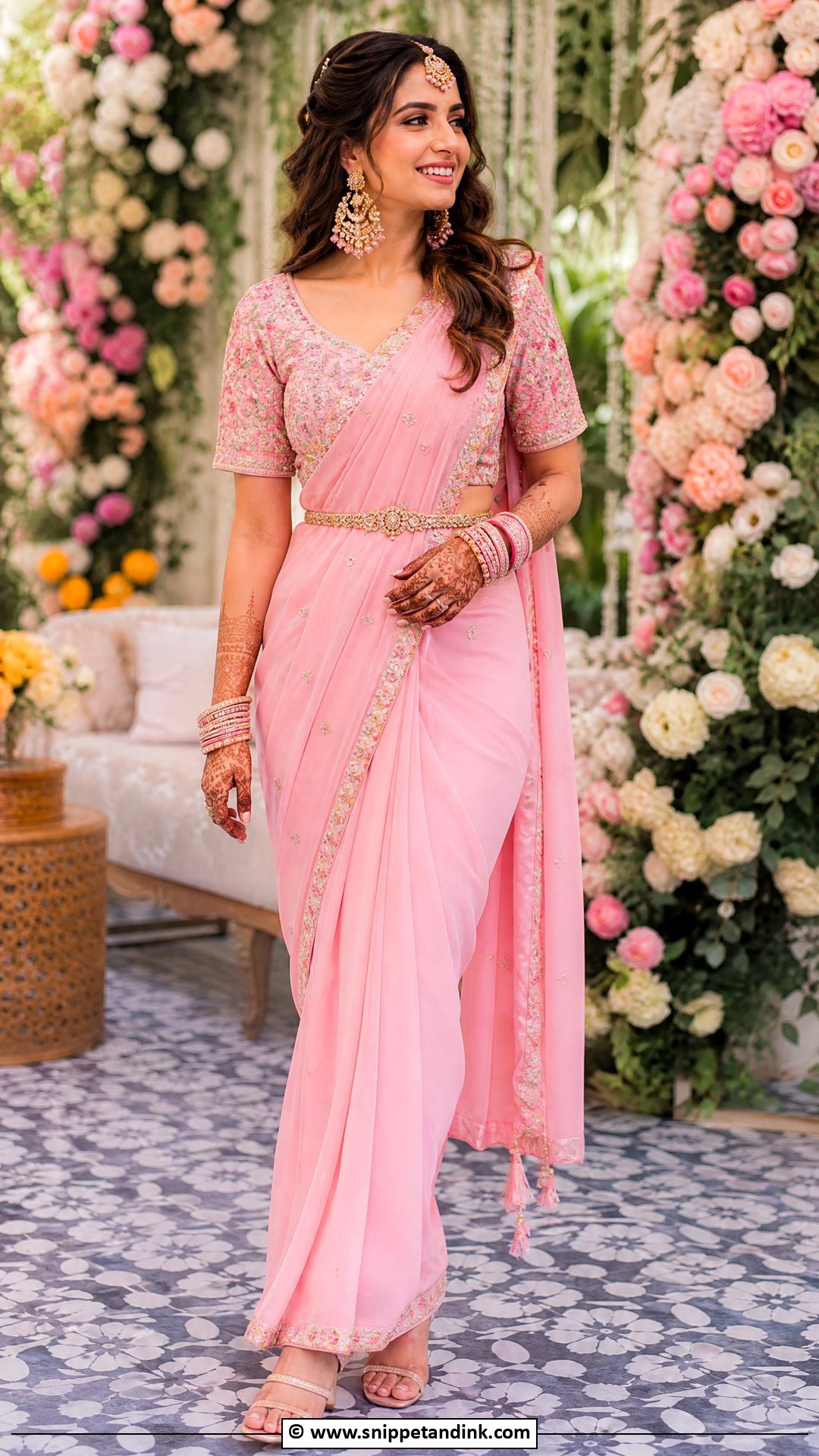 Saree Bridal Mehndi Outfit - Snippet and Ink - 35 Bridal Mehndi Outfit Ideas