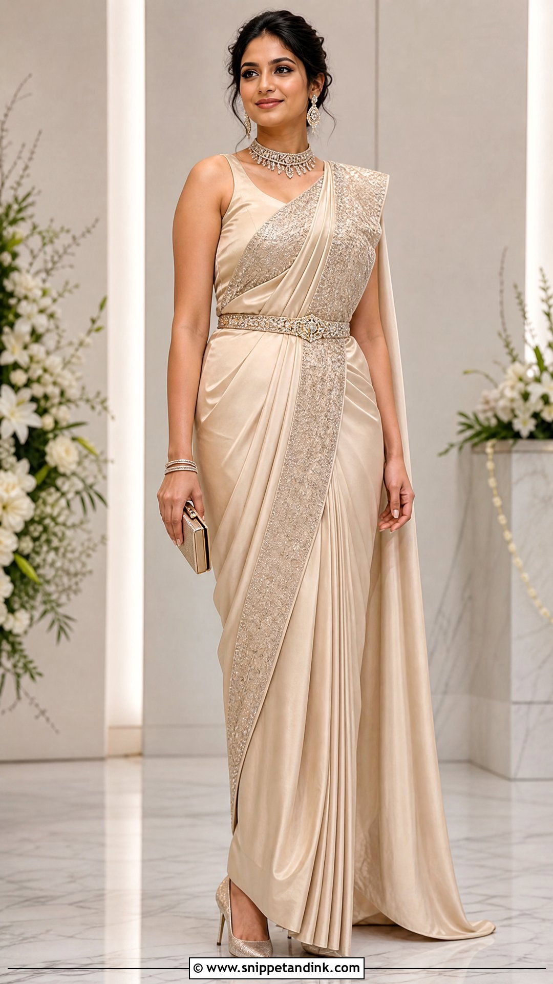 Saree Draped Indian Bridal Gown - Snippet and Ink - 20 Indian Bridal Gown Ideas