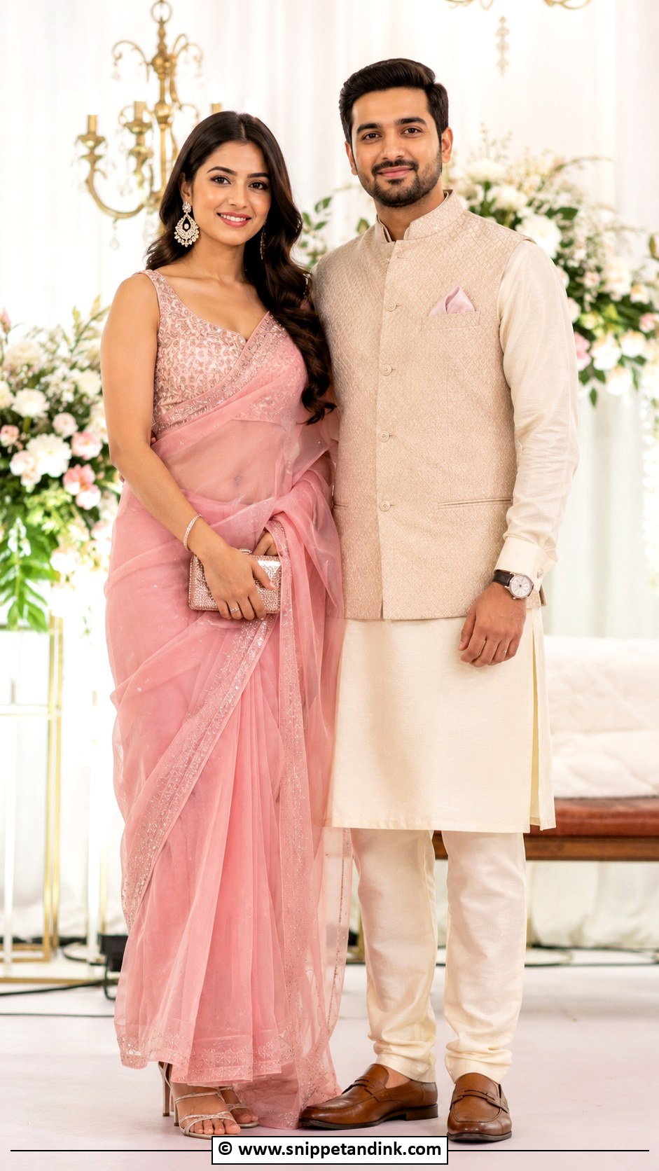 Saree Engagement Dress Couple - Snippet and Ink - 30 Engegment Dresses Couple