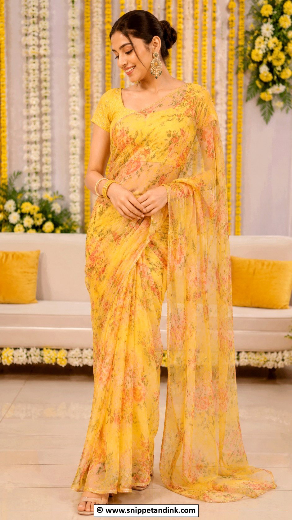 Saree For Mehandi - Snippet and Ink - 25 Mehandi Outfit Ideas