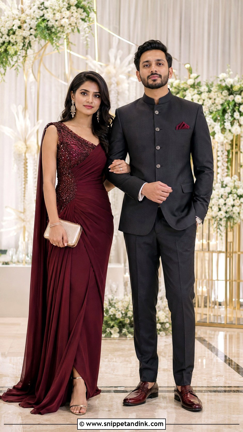 Saree Gown And Jodhpuri Suit - Snippet and Ink - 20 Couple Matching Dress Indian Wedding Ideas