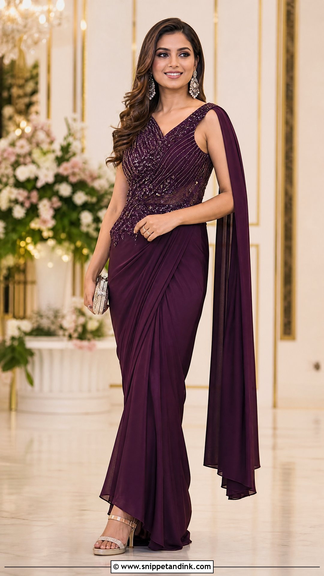 Saree Gown For Sangeet - Snippet and Ink - 25 Outfit for Sangeet Function Ideas