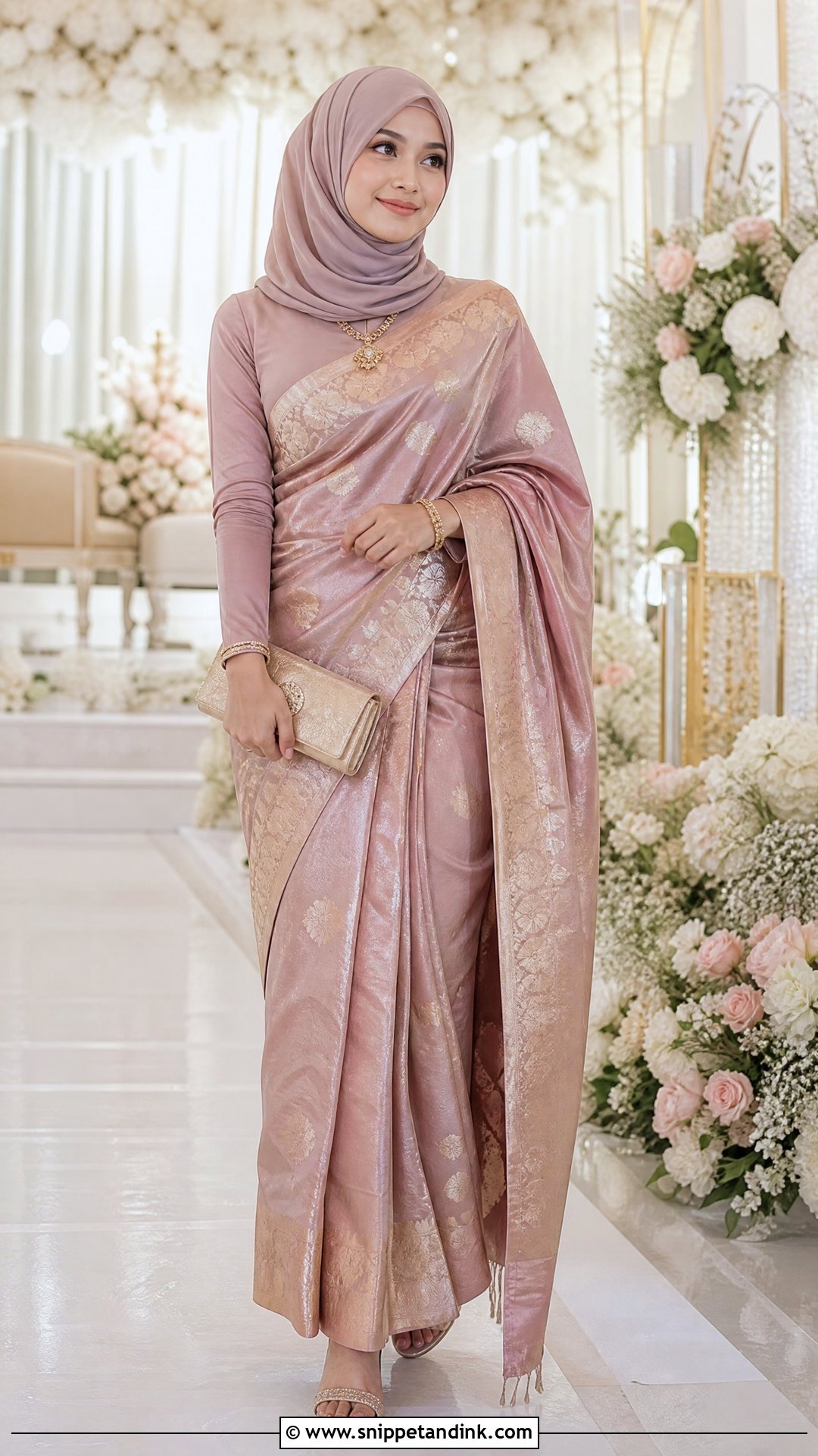 Saree Hijab Wedding Outfit - Snippet and Ink - 25 Hijab Ideas for Wedding
