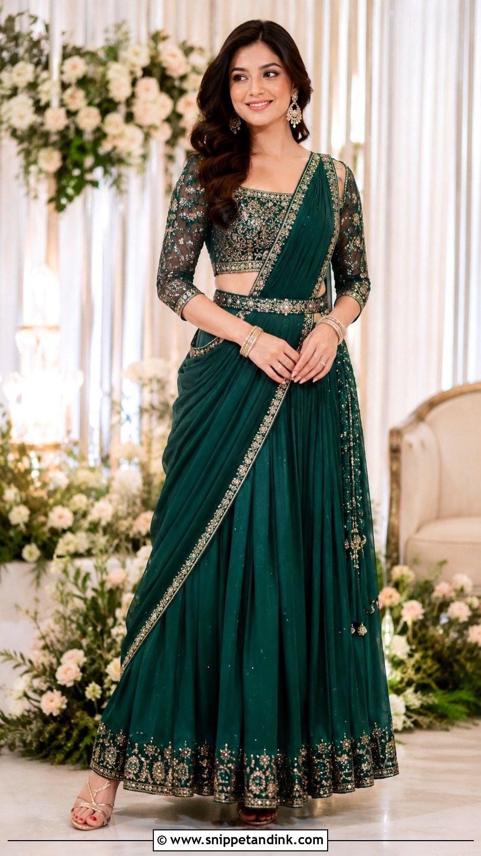 Saree Style Lehenga Outfit - Snippet and Ink - 20 Lengha Ideas