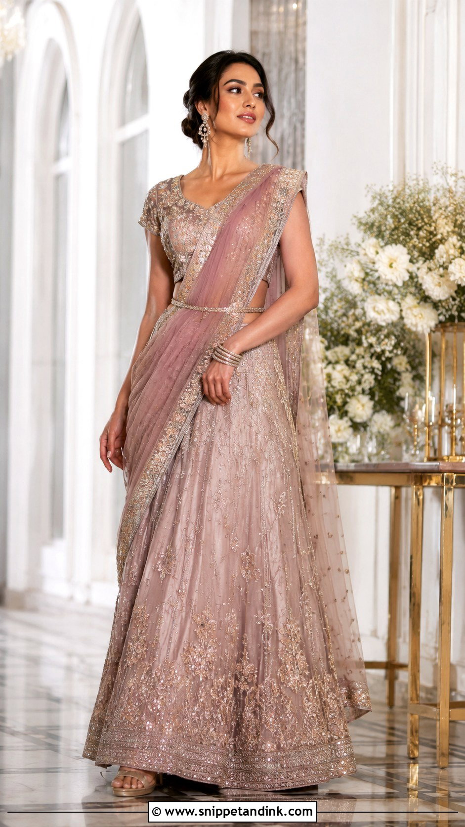Saree Style Lengha Drape - Snippet and Ink - 20 Lengha Draping Styles