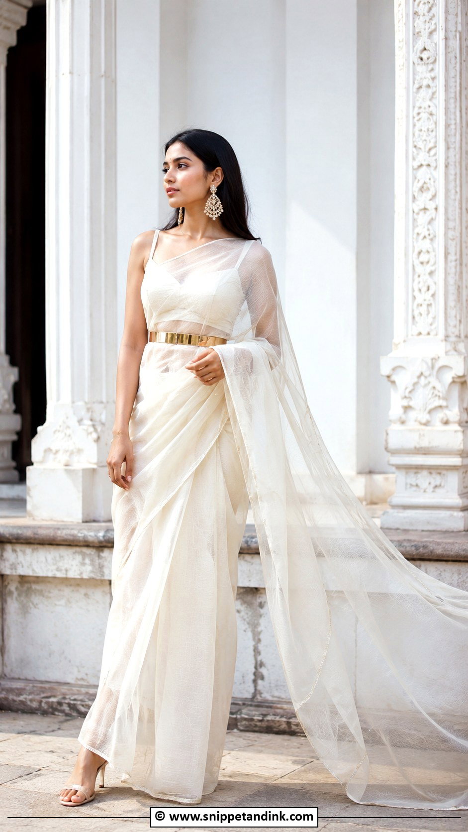 Saree With Belt Prewedding Outfit - Snippet and Ink - 30 Prewedding Outfit Ideas