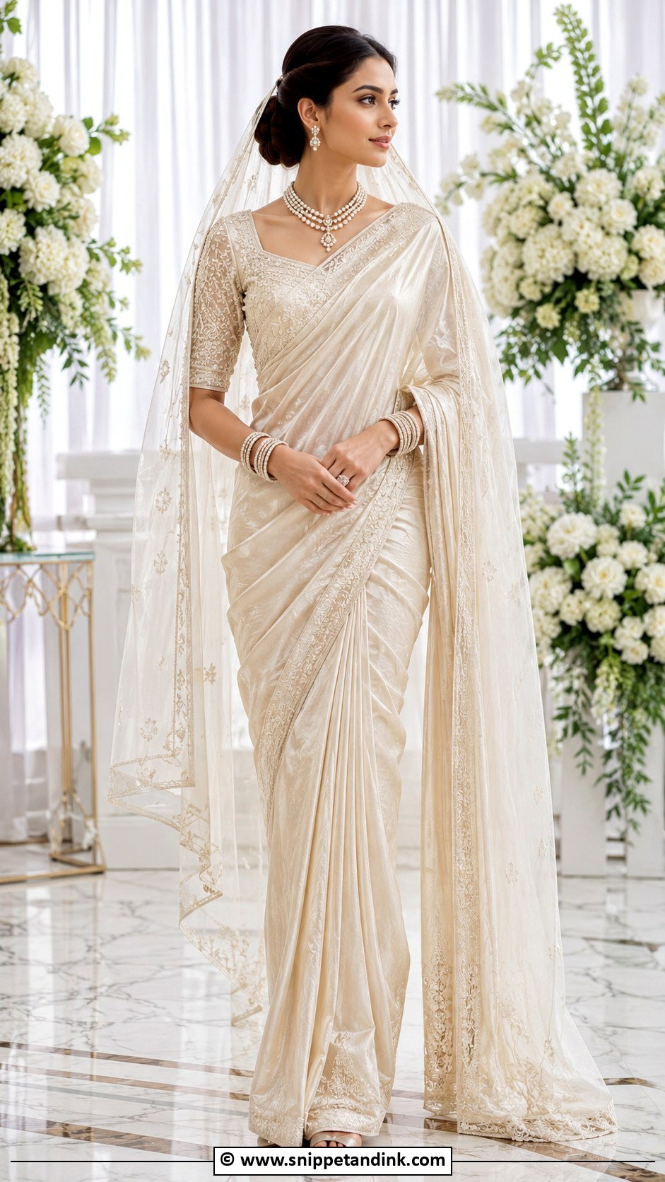 Saree With Bridal Veil - Snippet and Ink - 30 Asian Bridal Dresses