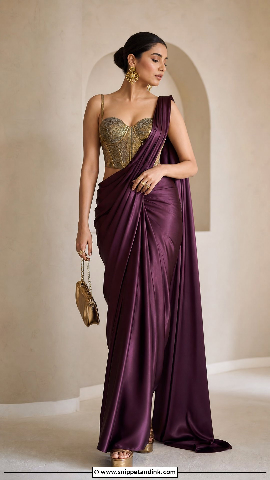 Saree With Corset Blouse for Sangeet - Snippet and Ink - 20 Outfits for Sangeet Indian Weddings