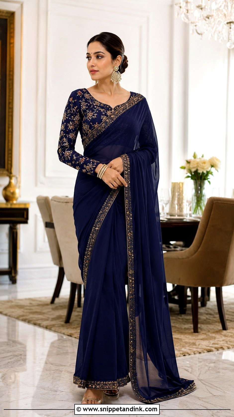 Saree With Full Sleeve Blouse Look - Snippet and Ink - 25 Indian After Marriage Look Ideas