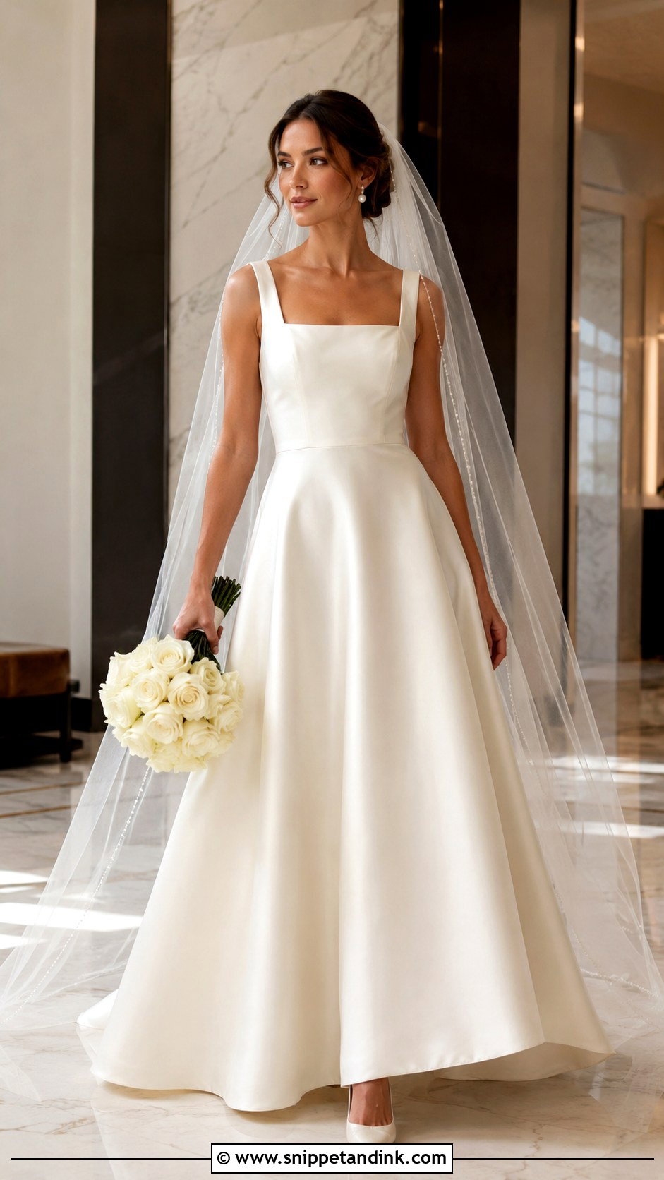Satin A Line Ankle Length Wedding Dress - Snippet and Ink - 20 Ankle Wedding Dress Ideas