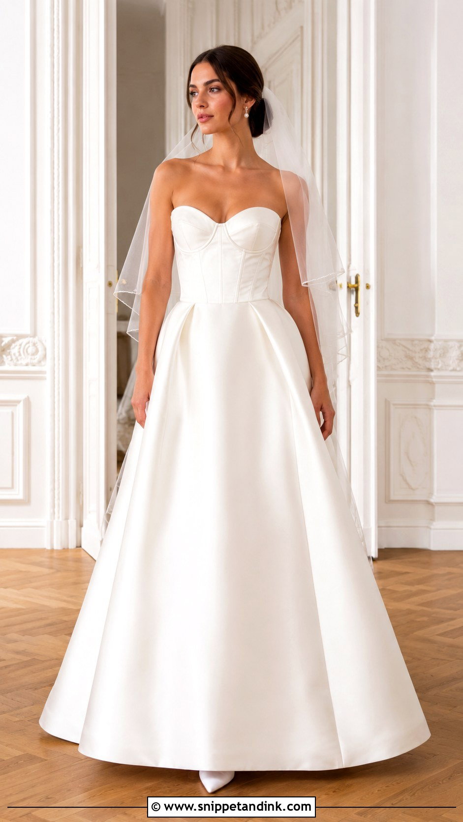 Satin A Line Balconette Wedding Dress - Snippet and Ink - 20 Balconette Wedding Dress Ideas