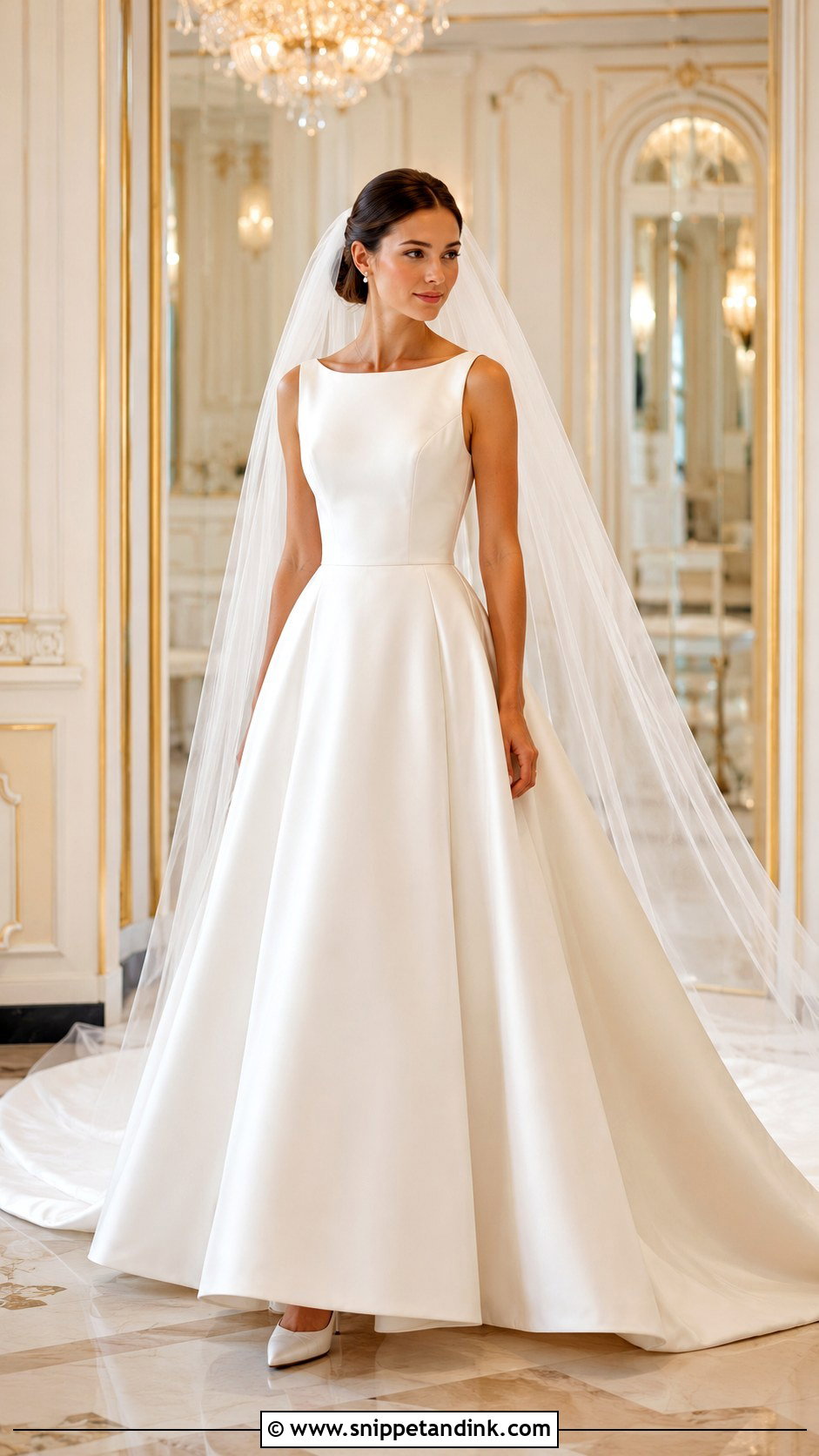 Satin A Line Boatneck Wedding Dress - Snippet and Ink - 20 Boatneck Wedding Dresses