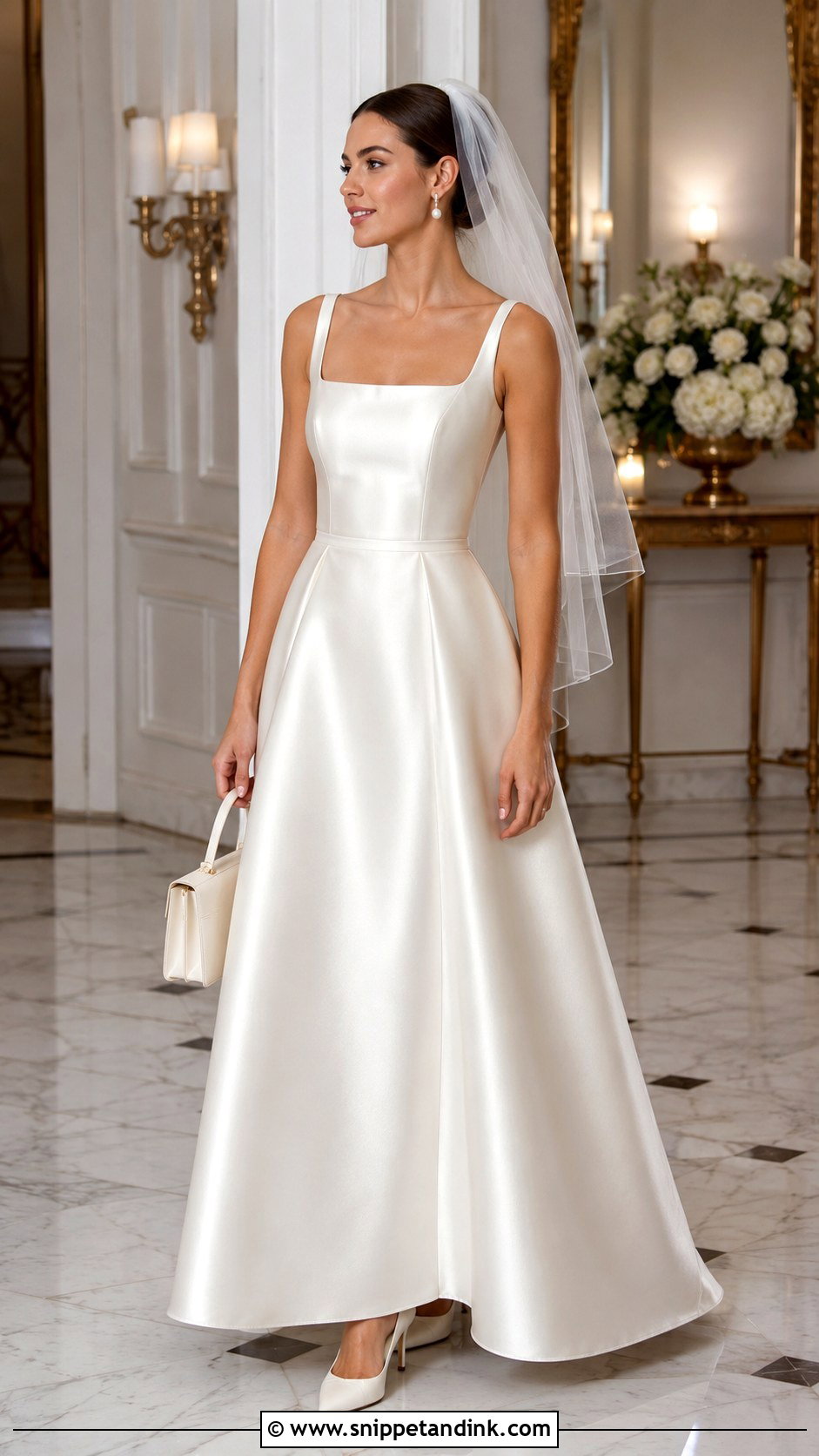 Satin A Line Bridal Dress - Snippet and Ink - 20 Chic Bridal Dress Ideas