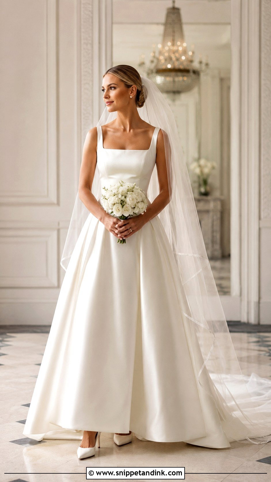 Satin A Line Bridal Dress - Snippet and Ink - 20 Classic Bridal Dress Ideas