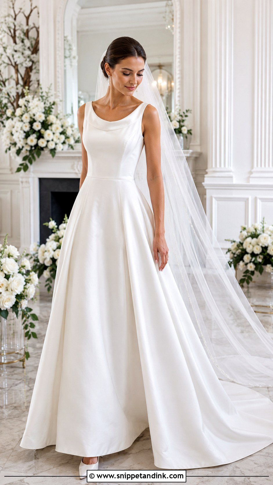 Satin A Line Bridal Gown - Snippet and Ink - 25 A Line Bridal Gowns