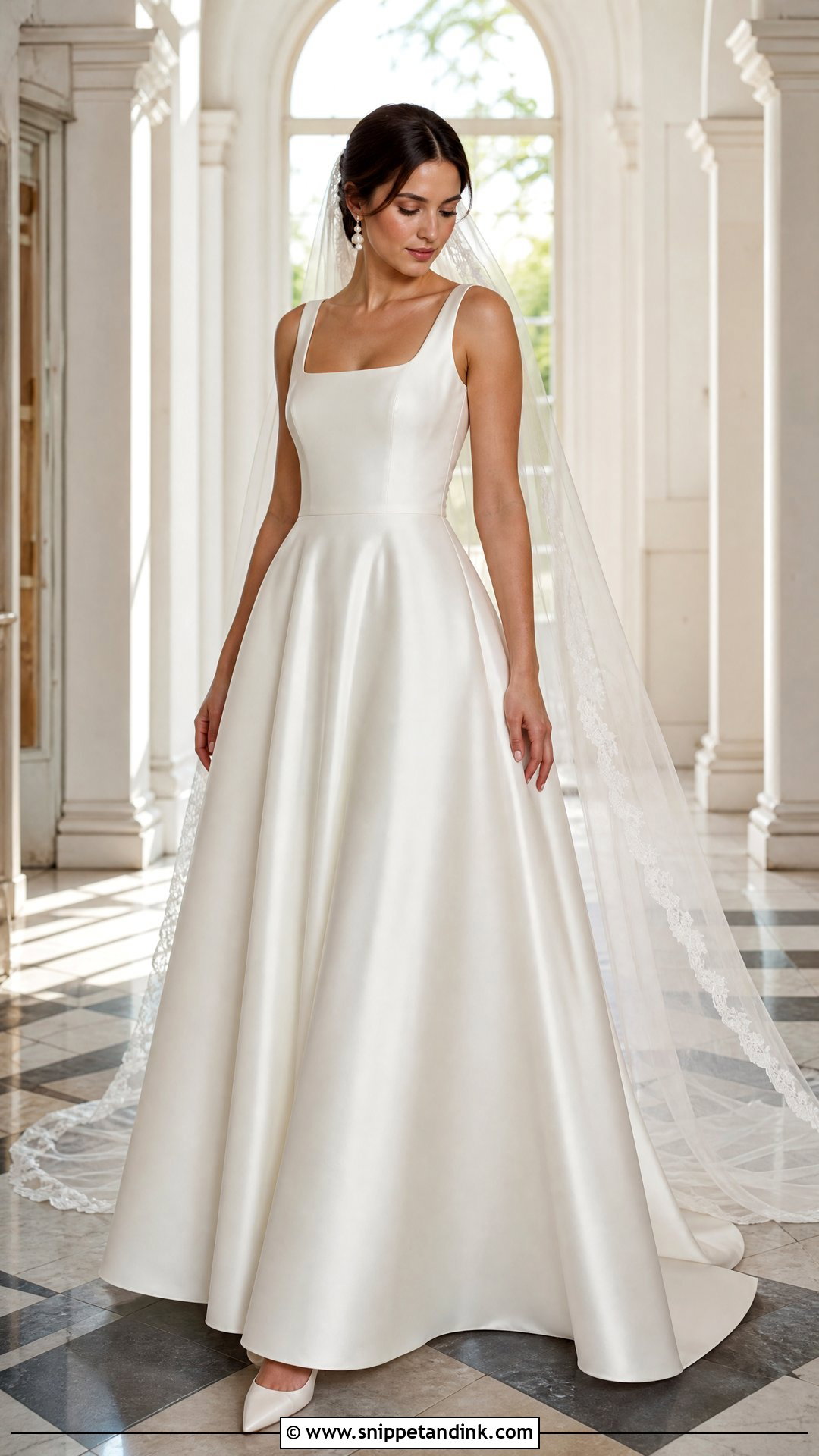 Satin A Line Bridal Gown - Snippet and Ink - 25 Elegant Bridal Gown Ideas