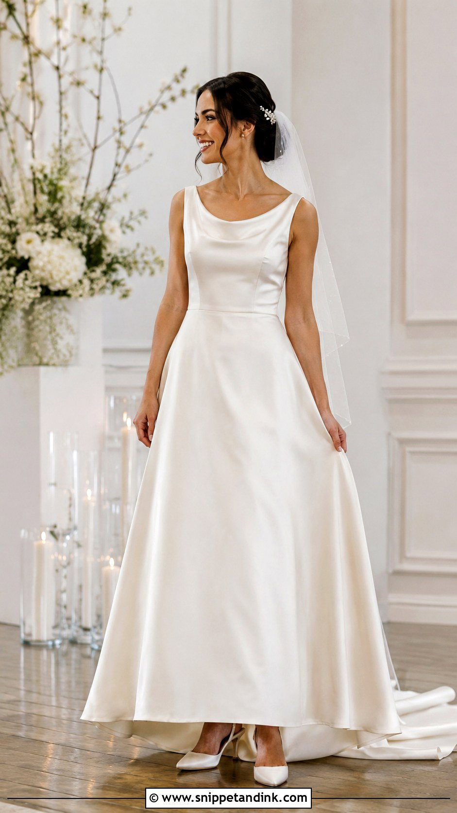 Satin A Line Bridal Wedding Outfit - Snippet and Ink - 30 Bridal Wedding Outfits