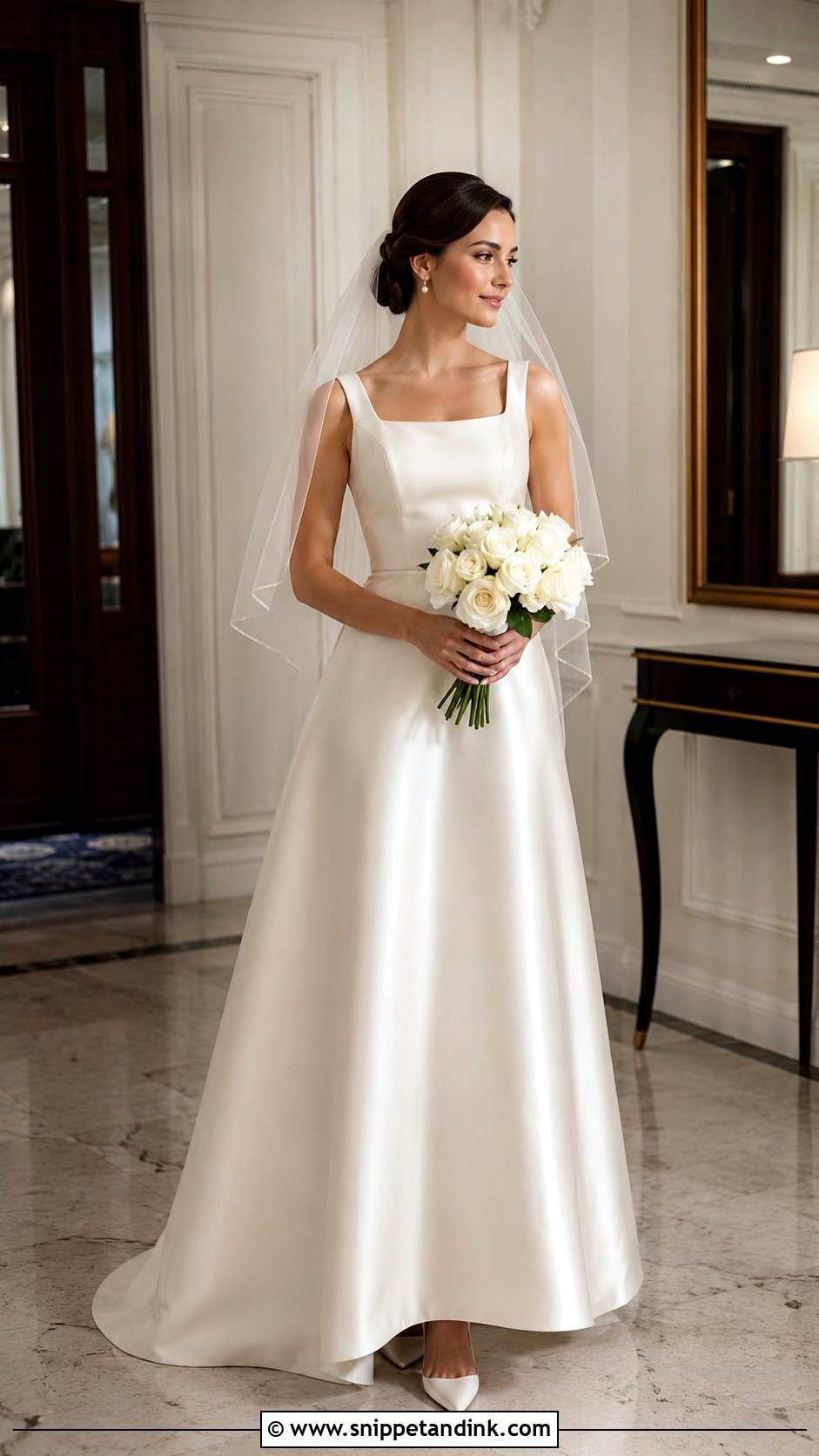 Satin A Line Bride Look - Snippet and Ink - 20 Lovely Bride Ideas
