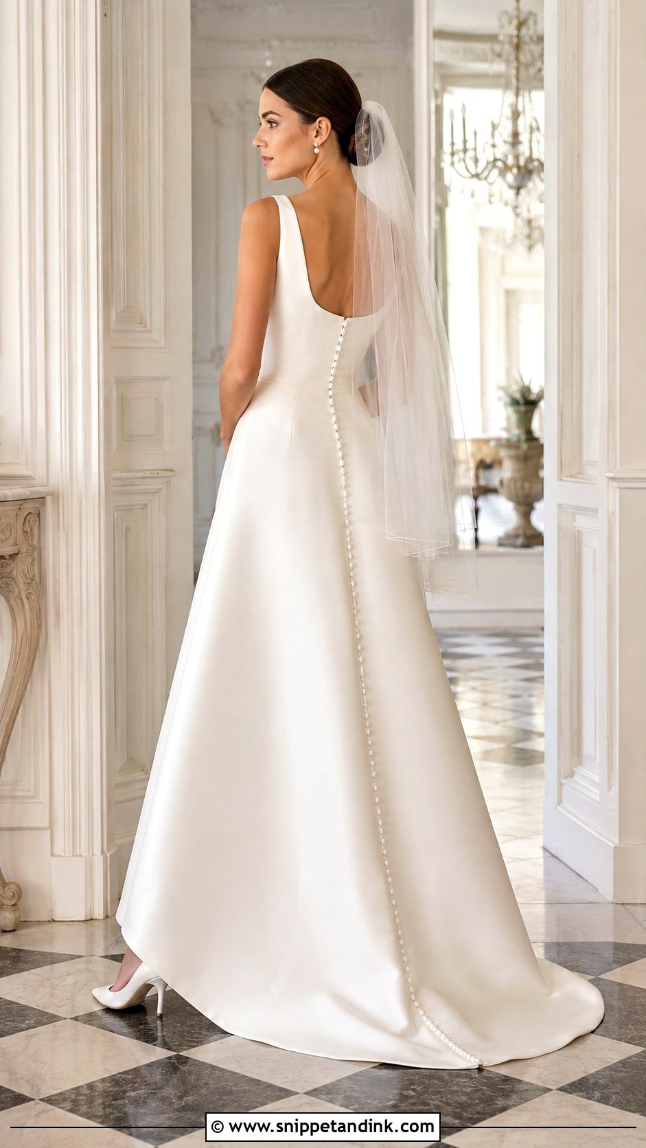 Satin A Line Button Back Wedding Dress - Snippet and Ink - 20 Button Back Wedding Dress Ideas
