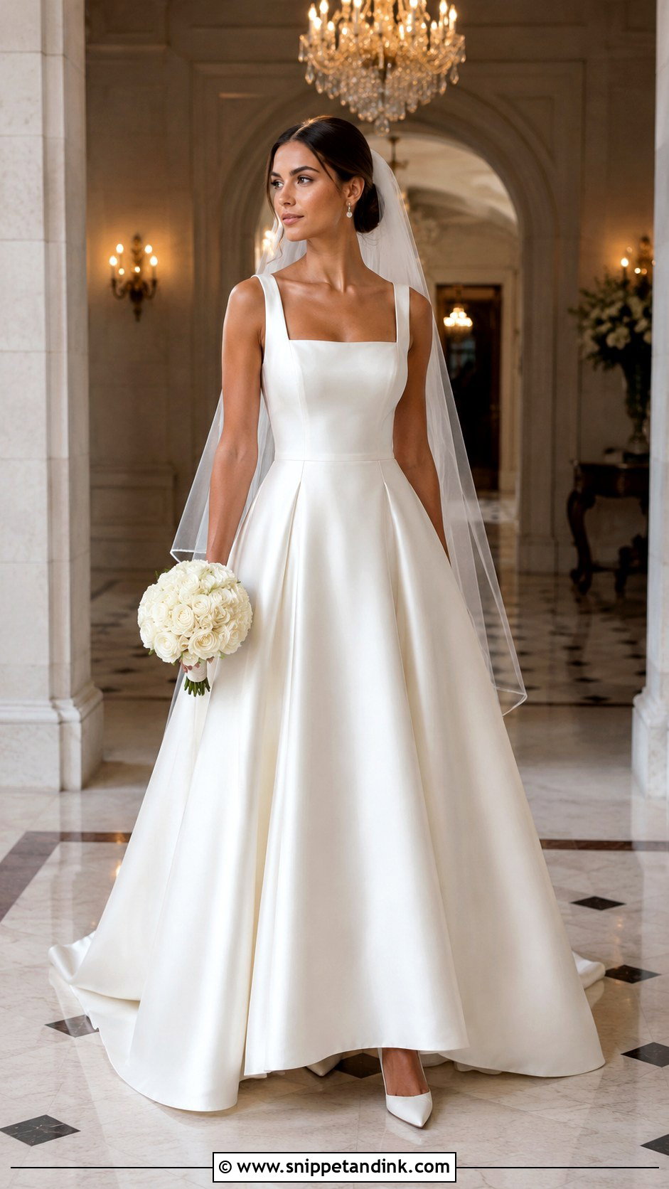 Satin A Line Cream Wedding Dress - Snippet and Ink - 20 Cream Wedding Dresses