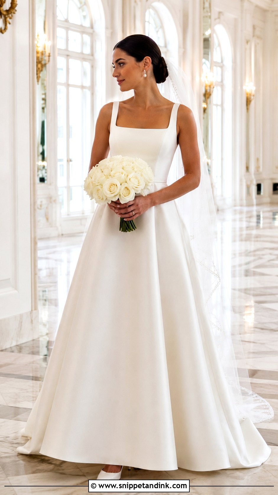 Satin A Line Flared Wedding Dress - Snippet and Ink - 20 Flared Wedding Dress Ideas