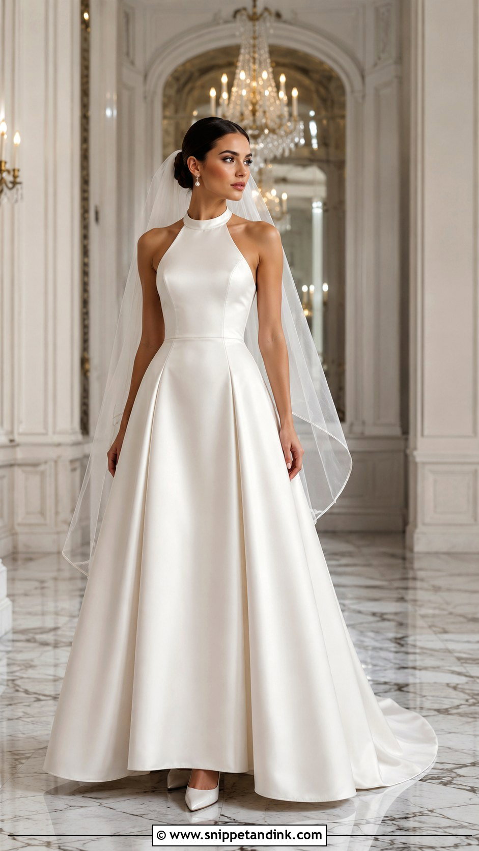 Satin A Line Halter Wedding Dress - Snippet and Ink - 20 Wedding Dresses Halter Top