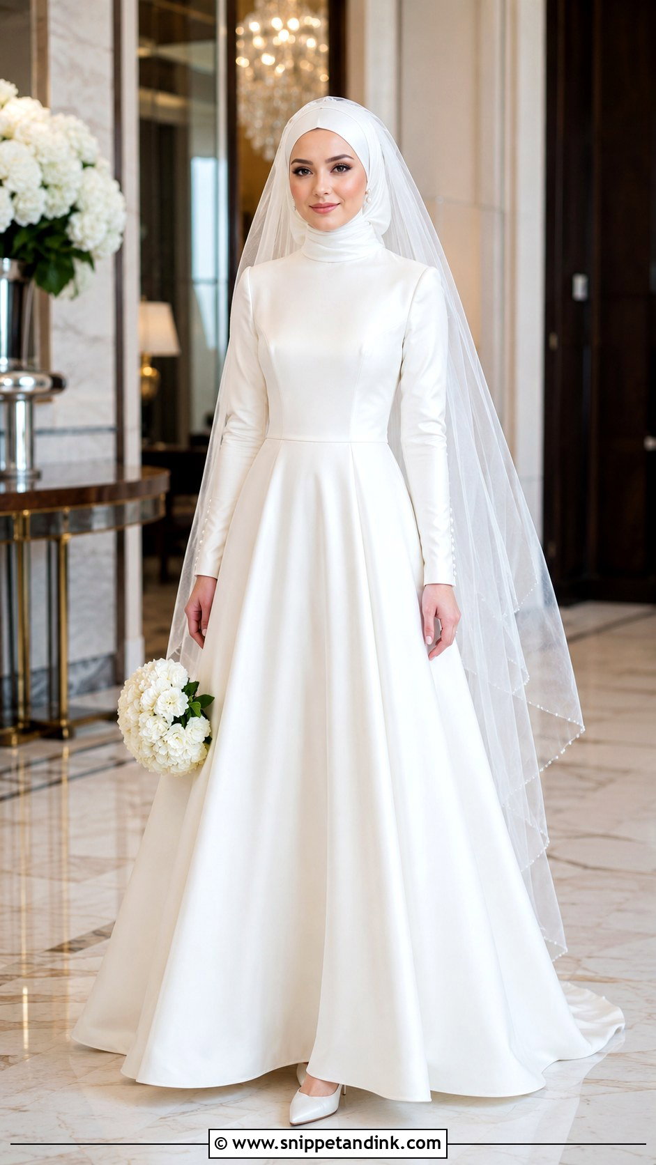 Satin A Line Hijab Wedding Dress - Snippet and Ink - 20 Muslim Wedding Dress Hijab Bride Simple Ideas